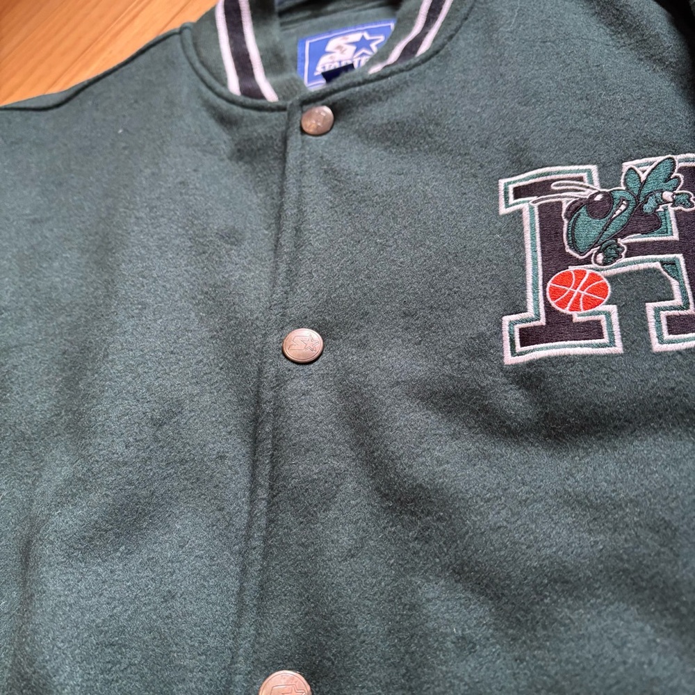 Vintage Starter Jacket Large New England Basketball Champs Letterman Wool 90s - Picture 4 of 6